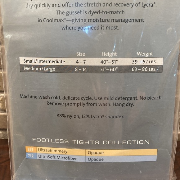 Danskin Girls Footless Tights - Picture 7 of 8